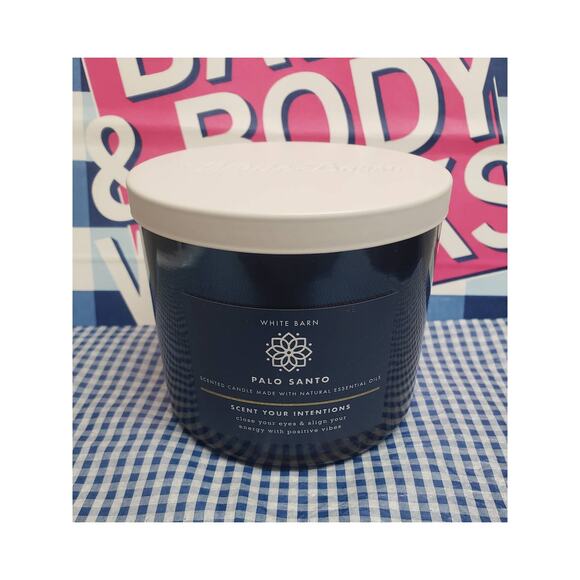 BBW Palo Santo Shiny Blue Glass Jar Large 3 Wick Candle Home Fragrance  Decor - Picture 1 of 2